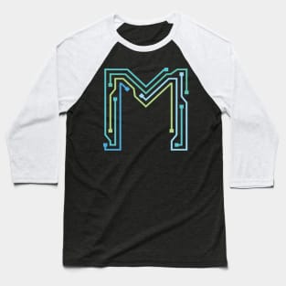 Alphabet M Circuit Typography Design Baseball T-Shirt